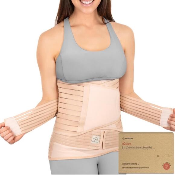 KeaBabies Size XL Classic Ivory 3 in 1 Postpartum Belly Support Recovery Wrap - Picture 1 of 7